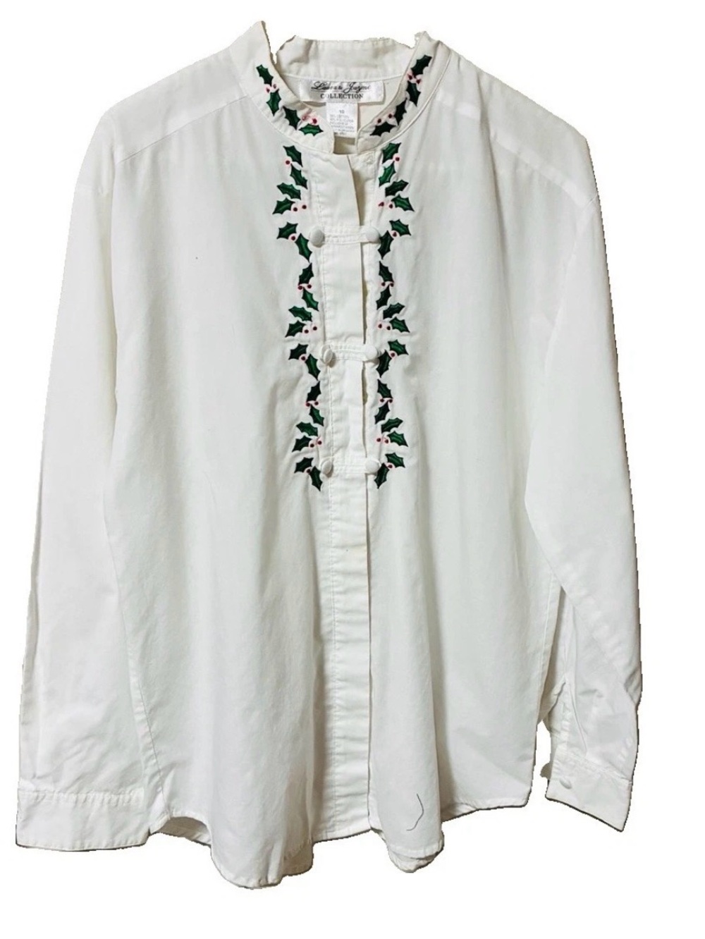 Vintage Laura‎ & Jayne Womens Embroidered long sleeve button up Blouse 10 Flaw